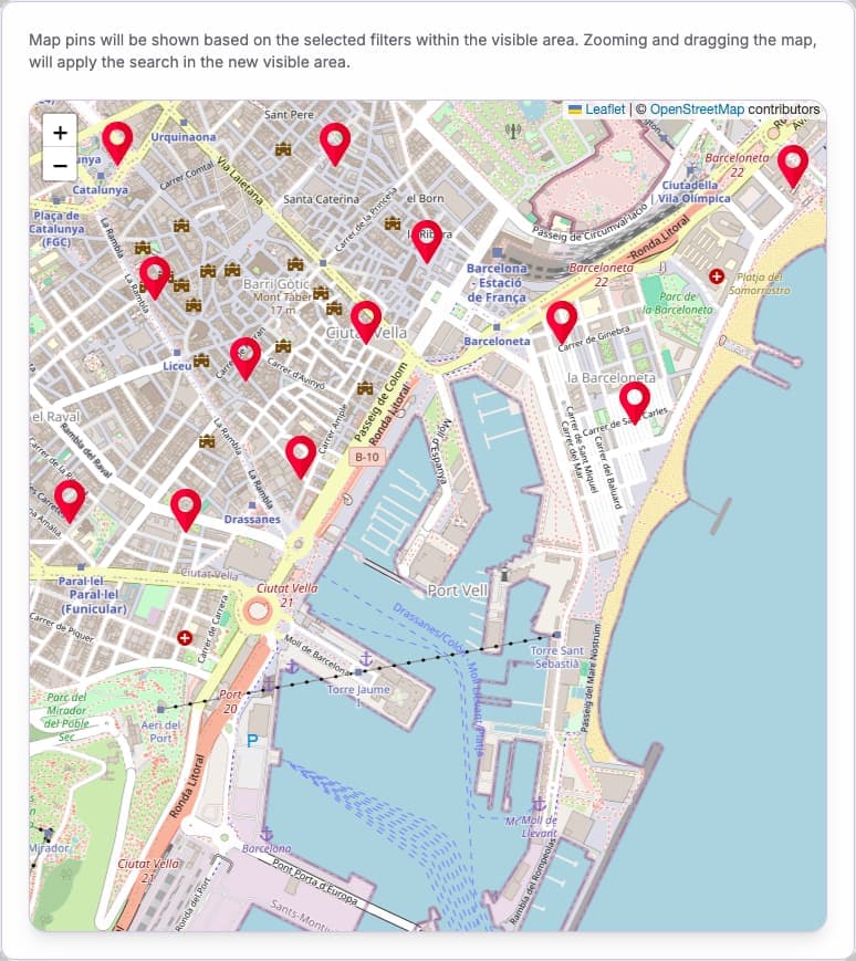 Picture of map with map pins representing POIs